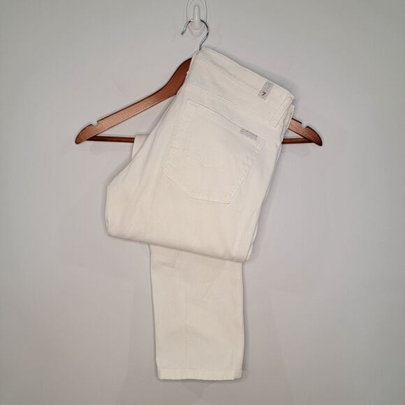 7 for all Mankind Y2K Low Rise Jeans Women's Size 32 x 29 White Stretch Slim - Picture 1 of 11